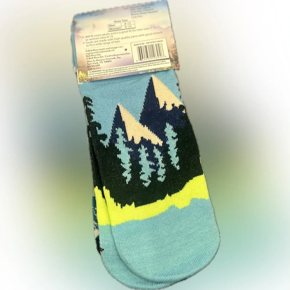Bob Ross Happy Little Clouds Low Cut Socks | 2 Pairs | NWT | O/S Unisex Adult
